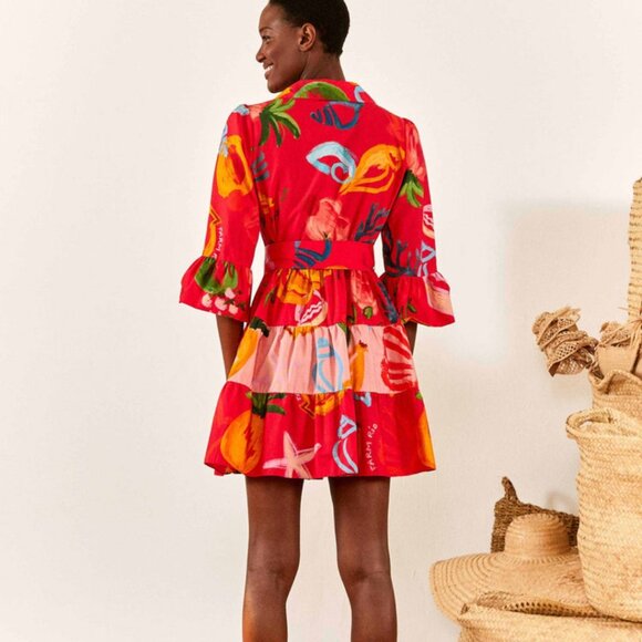 NWT Farm Rio Red Mixed Fruits Ocean Mini Dress - Picture 3 of 7
